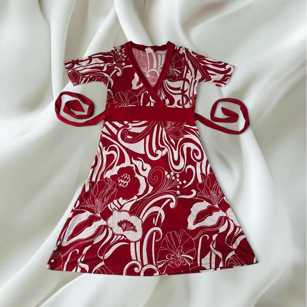 Hypnotik red white floral tie back babydoll maxi dress y2k mcbling fairy boho